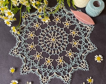 タティングレース 小花のドイリーパターン（編み図）PDFファイル