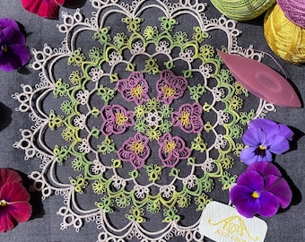 Tatting lace Pattern Viola Doily[PDF file Downlode]