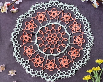 Tatting lace Pattern Awakening Blossom Doily[PDF file Downlode]