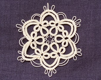 Tatting lace "Snow flower" pattern (knitting diagram) PDF file download sale