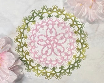 Tatting lace Pattern Sakura mini Doily[PDF file Downlode]