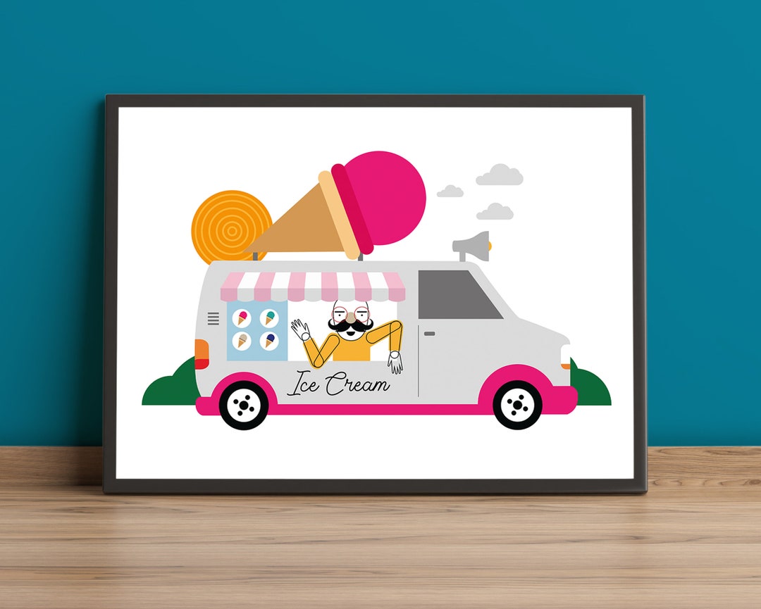 Ice Cream Truck Art Print Wall Decor Wall Dec Illustration - Etsy