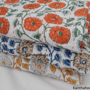 Indian Kantha Throw, Indian Cotton Kantha Quilts,Kantha Bedspread , 100% cotton, Handblock Kantha Quilt,Gudari Cotton