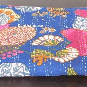 Indian Handmade Kantha Quilt Bedspread Throw Cotton Blanket Gudari Queen kantha Quilt or twin kantha quilt kantha bedcover Bedding
