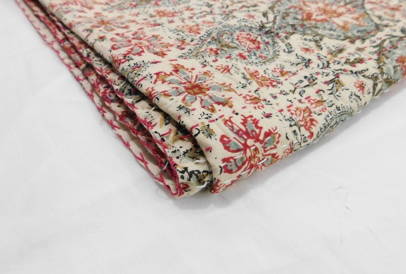 Vintage Kantha Quilt Indian Kantha Quilt Kantha Bedcover Cotton Blanket Gudari image 4