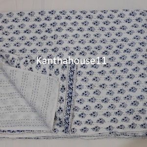 Kantha Quilt Indian Kantha Quilt Kantha Bedcover Cotton Blanket Gudari Queen And Twin Kantha Quilt Handblock Kantha Quilt