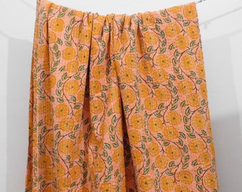 Vintage Floral Kantha Quilt Indian Kantha Quilt Kantha Bedcover Cotton Blanket Gudari Queen And Twin Size
