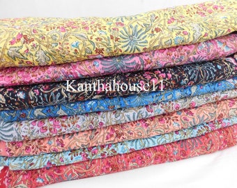 Cotton Kantha Quilt Bedspread - Reversible Floral Blanket