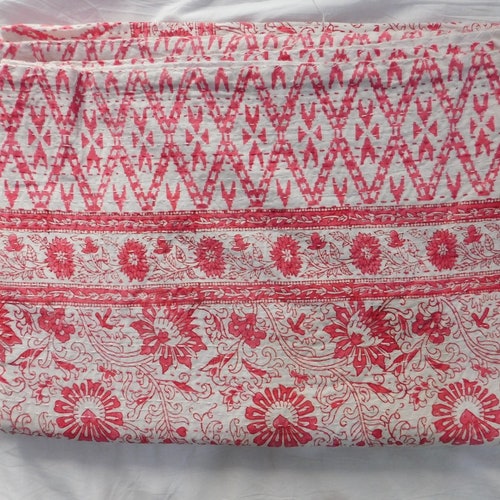 Indian Handmade Tree Print Kantha Quilt Bedspread Throw Cotton | Etsy