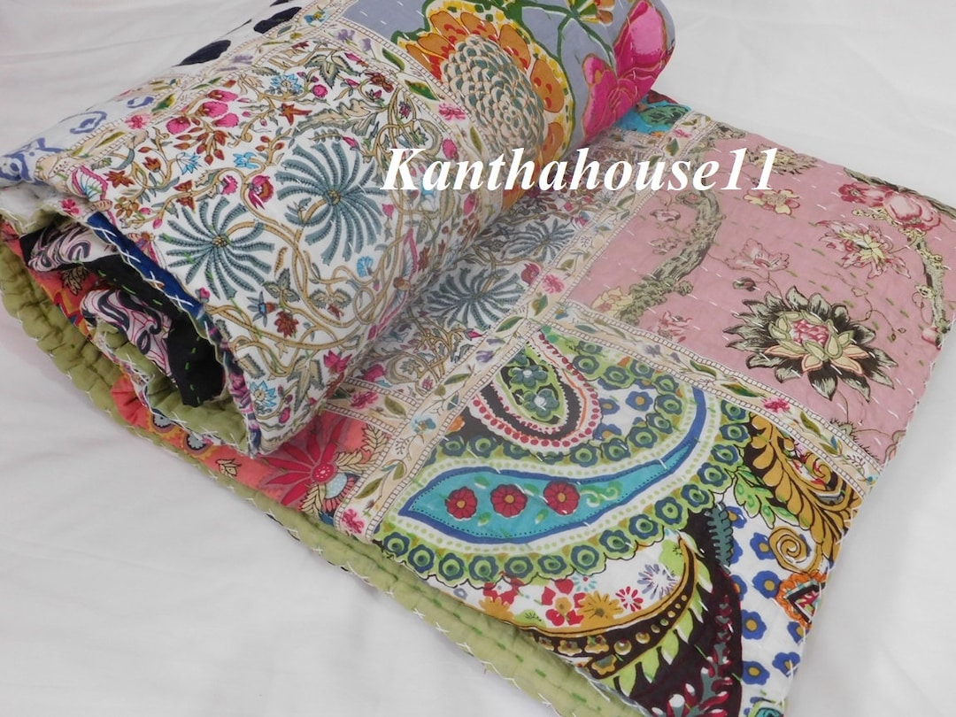 Cotton Handmade Quilted Razai Patchwork Print Winter Warm Razai Quilt ...