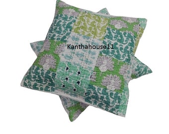 Handgemachter Kantha Stitch Kissenbezug, Patchwork Kissenbezug