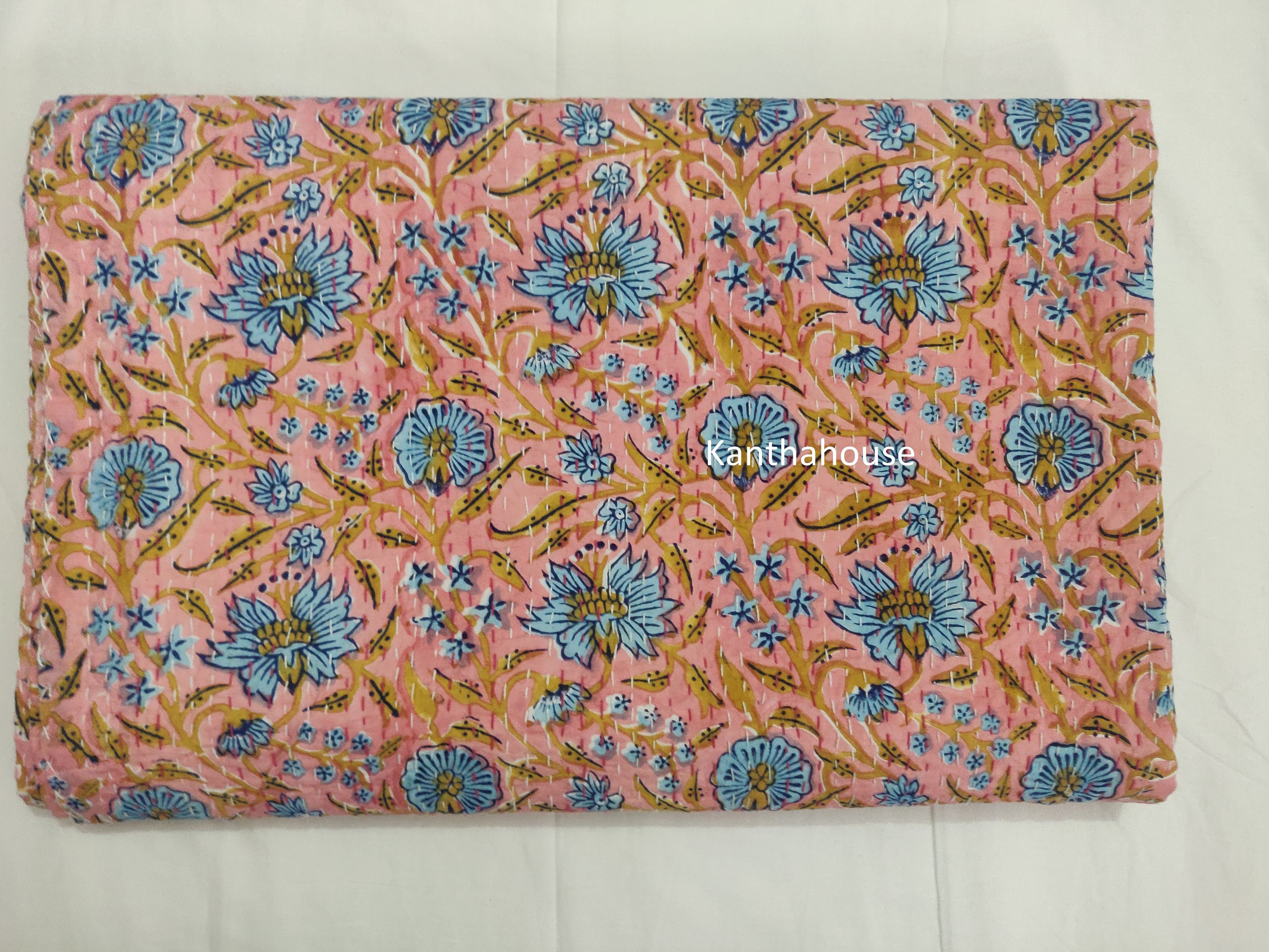 Beautiful Indian Handmade Kantha Quilt Indian Kantha Quilt Etsy