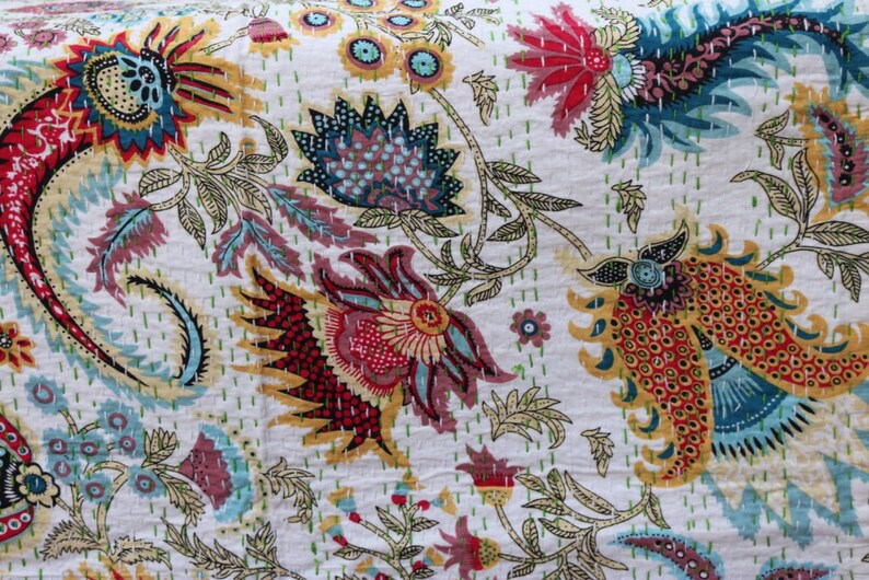 Mukut King Print Kantha Quilt kantha blanket throws queen Etsy