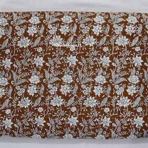 Indian Handmade Kantha bedcover Throw Cotton Bedspread Queen size Kantha or twin size Kantha Quilt Handblock Printed Home Decor Kantha Quilt