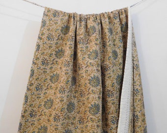 Vintage Floral Kantha Quilt, Handmade Indian Cotton Bedspread