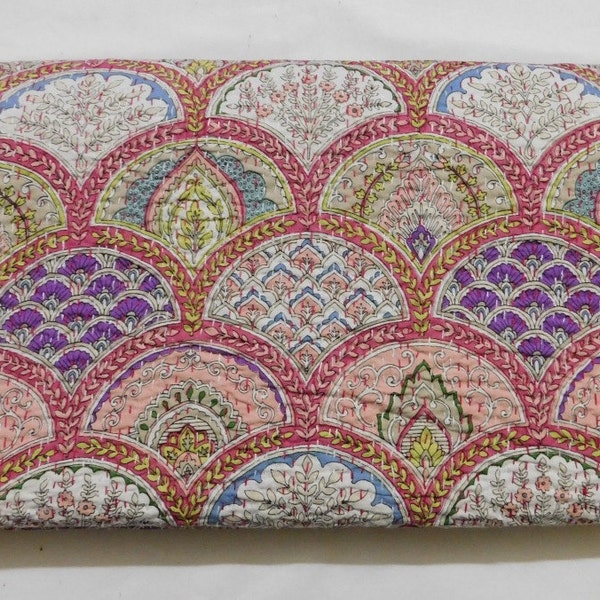Indiase Kantha Quilt Kantha Dekbed Gooien Katoen Handgemaakte Sprei Koningin Kantha En Twin Kantha Quilt Indiase Sprei Indiase Dekbedovertrek