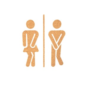 Self-adhesive cork sign toilet WC man/woman pictogram door