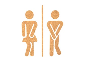 Sticker autocollant liège signe toilettes WC homme/femme pictogramme porte