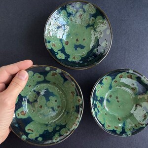 Set of 3 &quot;Olive Spotted&quot; Prep / Snacking Bowls | Handmade Pottery