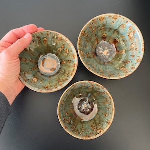 Set of 3 Earthy Prep / Snack Bowls Handmade Pottery image 2