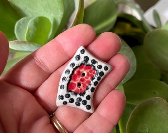 Red & Black Spotted Ceramic Button