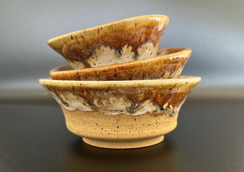 Set of 3 Smores Inspired Ceramic Prep Bowls Handmade Pottery image 1