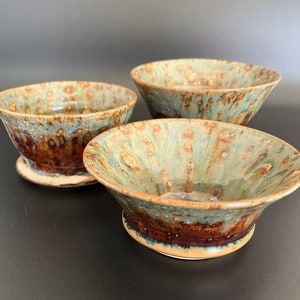 Set of 3 Earthy Prep / Snack Bowls Handmade Pottery image 1