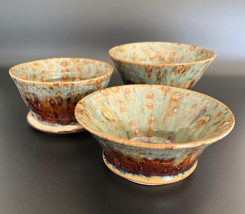 Set of 3 Earthy Prep / Snack Bowls Handmade Pottery image 1