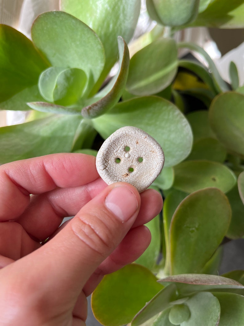 White Crackle Ceramic Button image 1