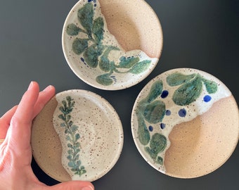 Set of 3 "Leafy Greens" Prep or Snack Bowls | Handmade Pottery