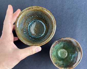 Set of 2 "Copper & Earth" Prep or Snacking Bowls | Handmade Pottery