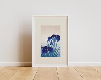 Ohara Koson Irisblommor Tryck, Vintage Japansk Träsnittskonst (Digital Nedladdning)