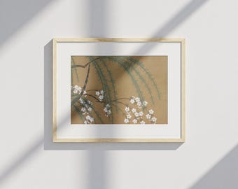 Kamisaka Sekka Blomstertryck: Japansk träklosskonst, Wabi-Sabi Decor (Digital Nedladdning)