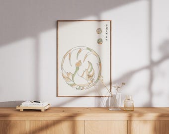 Träsnitt av Taguchi Tomoki: Vintage japansk tuppkonst (digital nedladdning)