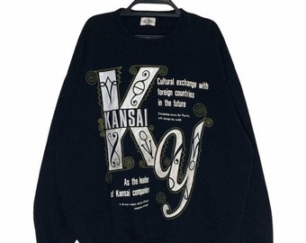 Rare!!! Vintage KANSAI YAMAMOTO Spellout Embroidered Sweatshirt Crewneck Japanese Kansai O2 impact Pullovers Jumper Jacket