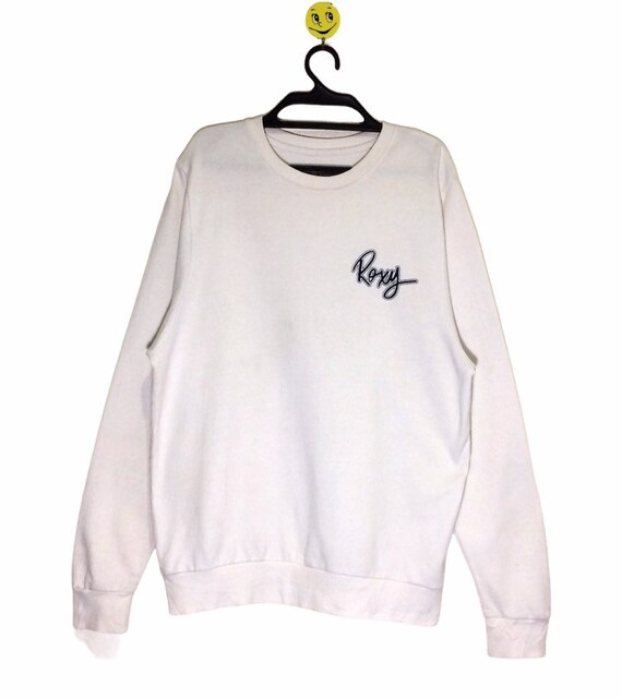 PhabanVintageStore Rare Vintage Roxy Since 1990 Spellout Big Logo Sweatshirt Crewneck Vtg Roxy by Quiksilver Japan Jumper White Clean