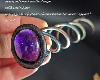 Amethyst Mond Kupfer pur Helix Haarforke handgemachtes Unikat, personalisierbare Metall haarschraube, Sterne haarschlange, dickes haar