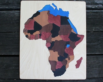 Africa Wooden Map Puzzle, Handmade, Wooden Name Jigsaw Puzzles
