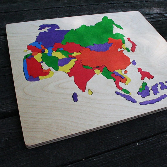 Asia Wooden Map Puzzle Handmade Wooden 