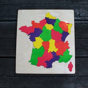 Frankreich aus Holz Karte Puzzle, handgemacht, hölzerne Name Jigsaw Puzzles