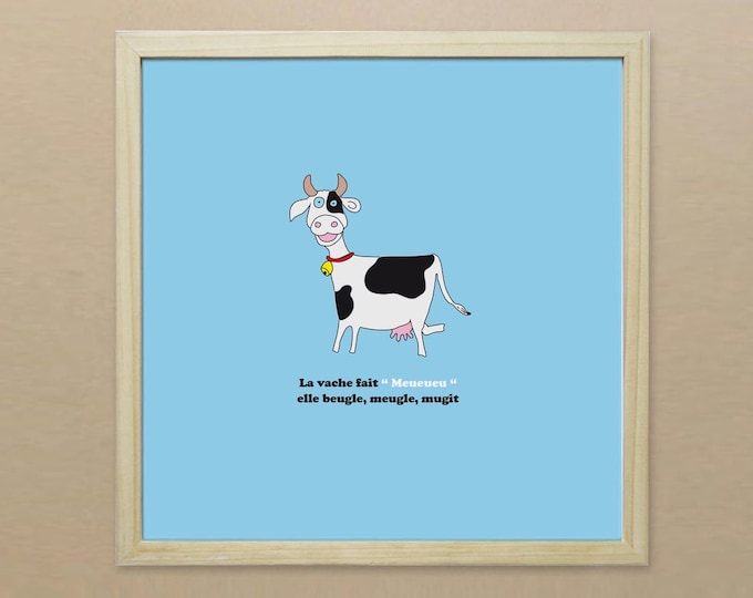 Poster 30x30 the cow of the funny animals of didouch