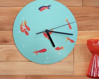 Didouch's Fish Clock - Illustrated Dibond Aluminum Dial