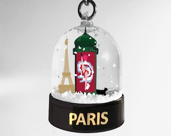 Paris Column Moris Cancan Snow Globe Keychain