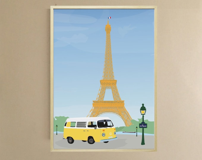 POSTER 3 sizes Van in Paris - didouch in Paris - Eiffel Tower