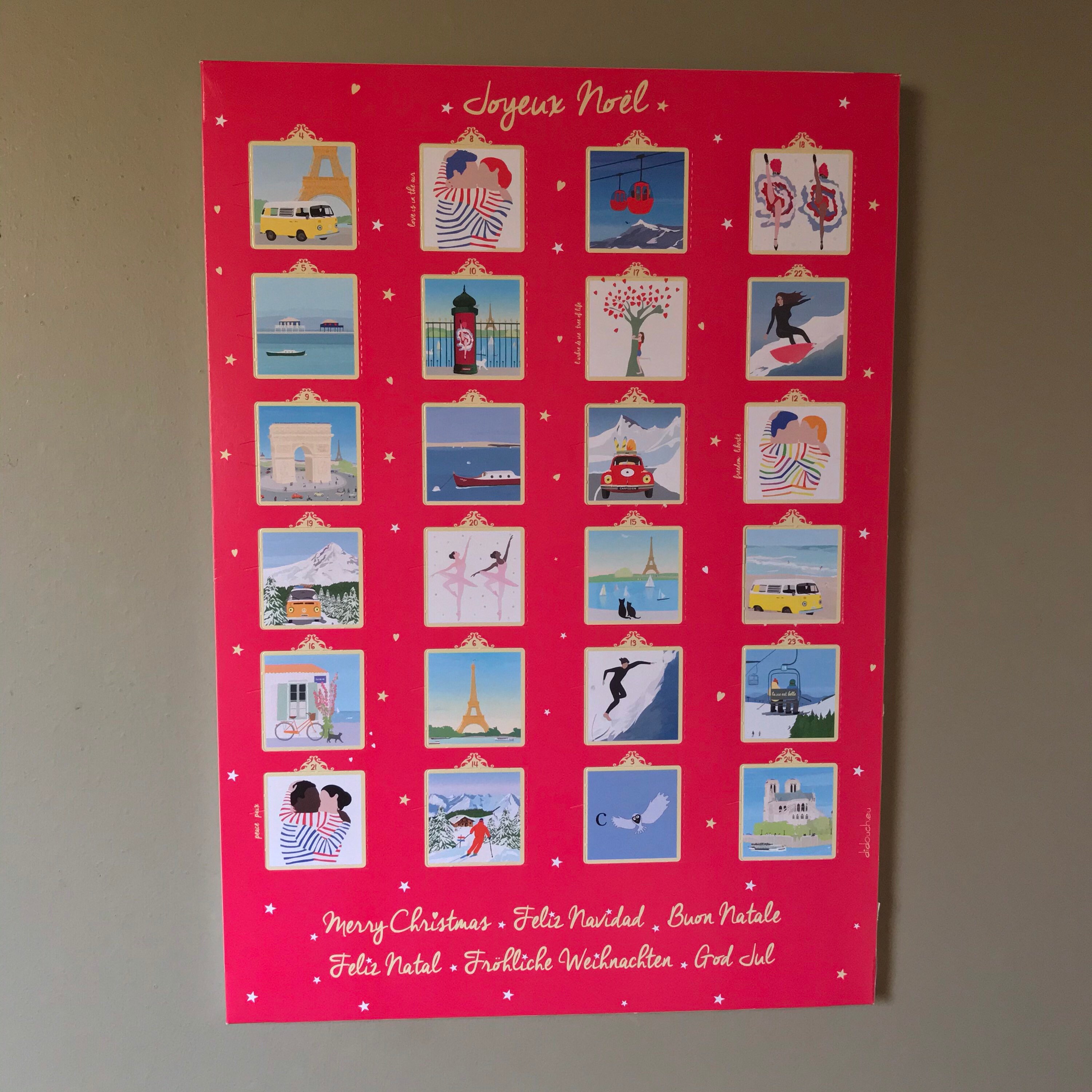 Fairtrade Milk Chocolate Advent Calendar from didouch Paris Montagne Mer  Surf Cap Ferret Lacanau Biarritz