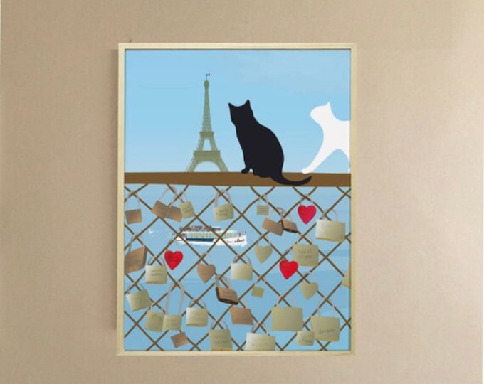 Poster the cats of the bridge of arts of didouch - 3 formats Collection Paris