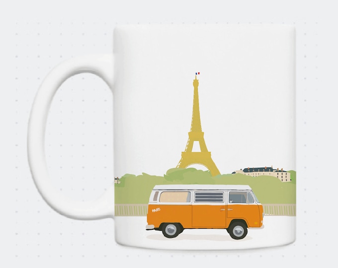 Mug van in Paris Eiffel Tower / Illustration by didouch