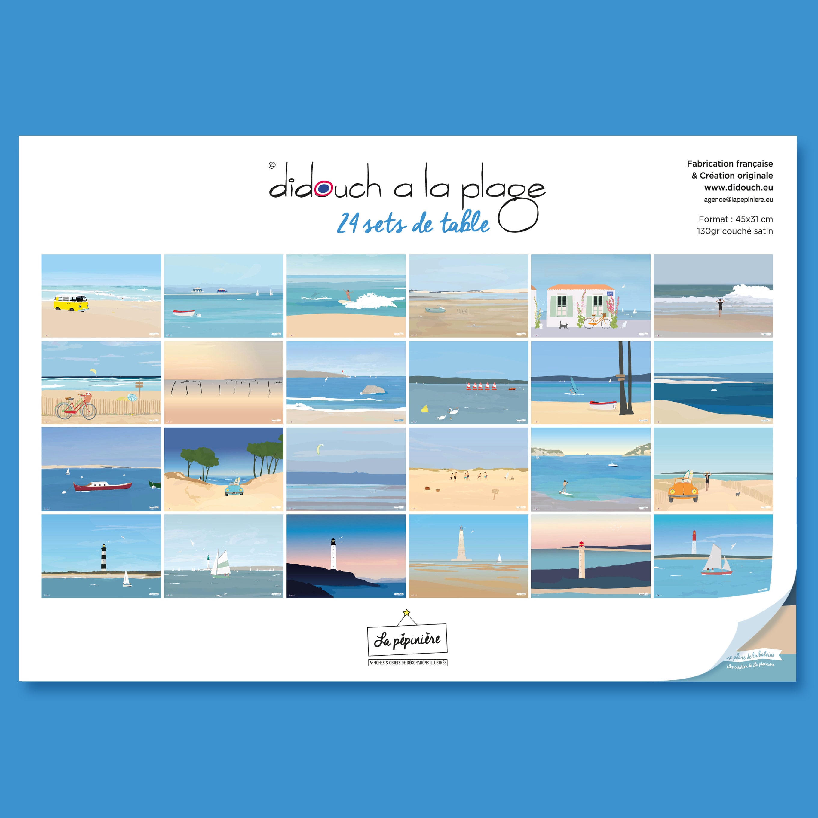 Carnet de 24 Sets Table Bord Mer Illustrés Par Didouch