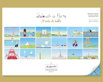 Notebook 24 disposable placemats - Collection Paris - Illustration didouch