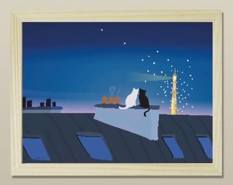 Rooftop poster 2 formats of didouch - Collection Paris